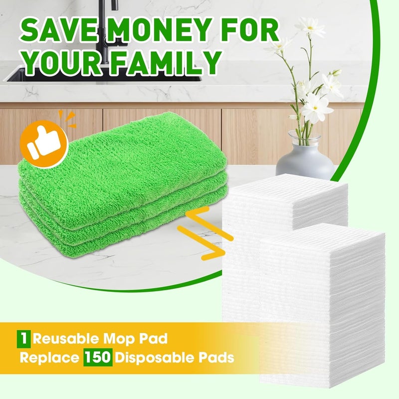 NEOACT 8Pcs Reusable Microfiber Mop Pads Compatible with Swiffer Sweeper,Replacement Dry Sweeping Cloths & Wet Mopping Pads Refills,Washable Mop Pads for Multi-Surface Floor Cleaning - Image 5